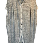 Anthropologie 9-H15 STCL Gray White Short Sleeve Cotton Blend Button Down Jacket Women Sz M Photo 0