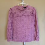J.Crew Womens Top Sz Small Embroidered Eyelet Bash Sundrenched Peony Career Photo 0