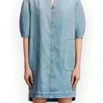All Saints Sherri Denim Chambray Short Sleeve Pocket Shirt Dress Medium Photo 0