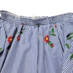 Mirror Image Top Size Medium Woman's Off Shoulder Blouse 3/4 Sleeves Embroidered Flowers Floral Embroidery Blue Photo 3