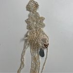 Antica Sartoria Necklace Beaded Flower Applique Shells Long Cream Ivory White Photo 11