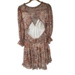 Venus Neutrals Deep V Neck Long Sleeve Ruffle Open Back Dress Sz 2 Photo 1