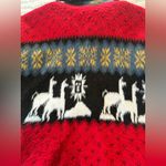 100% Wool Red Alpaca Patterned Fleece Jacket Size L Photo 5