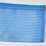Mesh Light Blue Zip Pouch Bag With Colorful Stripes Photo 2