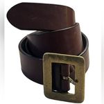 Gap Vintage 1990s Brown Leather Brass Buckle Belt Women size 35” Photo 0