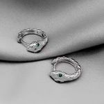 925 Silver Plated Snake Hoop Earrings for Men Women,Silver Snake Earrings,Punk Hip Hop Earrings Photo 2