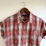 Harley Davidson Women’s Shirt Orange Brown Plaid Bleach Effect Size Medium Photo 2