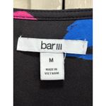 Bar III  Satin Black/Multi‎ Floral 3/4 Flutter Sleeve Blouse Size M Wrap Front Photo 1