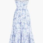 Commence Blue and White Commense Forget Me Not Floral Pockets Zippered Long Dress Photo 1