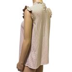 Adrianna Papell  Sleeveless Ruffled Cap Sleeve In Champagne Small Dot Womens M Photo 3