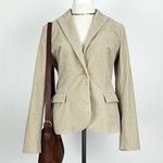 Theory Stretch Velvet Riding Blazer in Beige | Size 8 Photo 0