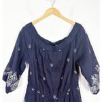 Farm Rio Jackie Embroidered Romper Medium Blue Off Shoulder Pineapple Boho Photo 3