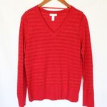 Charter Club | Shiny Red Striped Sweater Photo 0