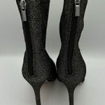 Badgley Mischka Jewel Black Glitter Sock Bootie Size 6.5 Spike Heel Retro Glam Photo 2