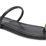 Jeffrey Campbell  Binny Toe Loop Sandals in Black and Gold Photo 0