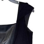 Antonio Melani Women Size 8 Black Leather Panel Lined Sheath Dress Cap Sleeve Photo 5