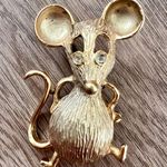 Gerry’ S Vintage  signed gold tone rhinestone mouse animal rodent brooch pin Photo 0