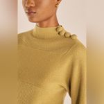 Rebecca Taylor Rib Mock Neck Knit Sweater in Olive Balloon Slv Wool/ Cashmere M Photo 1