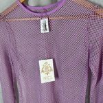 Becca  Mesh Scoop Neck Long Sleeve Metallic Beach Coverup Dress Small Photo 2