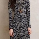 Anthropologie Maeve Long Sleeve Turtleneck Swing Dress size small black and white Photo 0