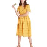 Madewell  Scalloped Eyelet Midi Dress Yellow Size 0 Cheerful Color Boho Chic Photo 12