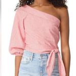 Free People  NWT Pink Get Down Striped One Shoulder Top with tie detail. Photo 0
