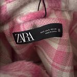 ZARA NWOT  Pink Cropped Plaid Shacket Overshirt size small Photo 2