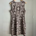 Croft & Barrow Brown Medallion Print Stretch Cotton Sleeveless Dress M-L Photo 9