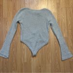 Pretty Little Thing NWT Pretty Little Thing Grey Eyelash Knit Open Back Bodysuit Women's L Holiday Photo 4