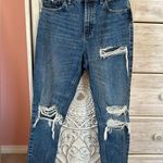 Topshop 1990’s style Petite ripped Mom jeans in mid blue, relaxed high waist 28P Photo 6