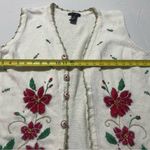 Reference Point VTG Christmas  poinsettia Sweater Vest Women's 2X White Photo 7