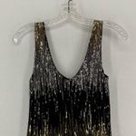 Glam Hearts V Neck Mini Pencil Sequence Dress Womens Medium Black Gold Photo 6