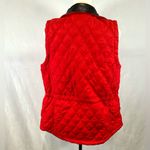 kim rogers red quilted puffer vest with faux leather collar size small Photo 3