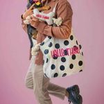 Tabitha Brown Hello There Polka Dot Reusable Packable Tote Bag White Photo 4