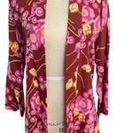 Vintage 70s Bouncing Bertha's Banana Blanket Red Flower Short Kimono Size Medium Photo 0