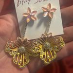 Betsey Johnson  yellow  and Pink Floral Drop Earrings Photo 2