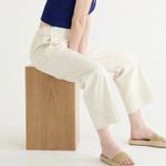 J.Crew  Khaki Wide Leg Pants Women’s Ankle Pull On Astrid Size Large Photo 8