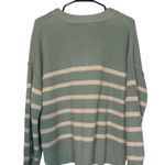 Rachel Zoe  Green & White Long Sleeve Button Detail Pullover Sweater Women Sz M Photo 1