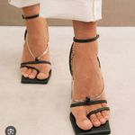 ALOHAS • Leather Straps Chain Black Square Toes Heels Summer Spain Sz 39 Size 8 Photo 9