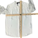 The Kooples White Crepe Leather Detail Floral Lace Long Sleeve Button Down Blouse XS Photo 5