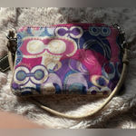 Coach  Signature Pink Poppy Wristlet Lavender Metallic Photo 3