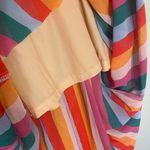 Essue  Multicolor Striped Maxi Dress Rainbow Criss Cross Back Lightweight Photo 3