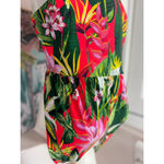 Boohoo  Green Red Tropical Floral Plunge Halter Neck One Piece Swimsuit Size 12 Photo 5