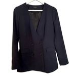J.Crew navy longline button front collared blazer side 2 Blue Photo 1