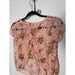 Vintage Y2K DEB Pink Floral Lace Sheer Short Sleeve Romantic Baby Top Small Photo 3