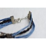 Source Unknown Retro Chic Protect Serve Love Blue/Black Leather Statement 7 Inch Bracelet Photo 3