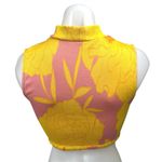 ZARA  Women's Pink Yellow Floral Print High Neck Sleeveless Crop Tank Top Size S Photo 1
