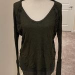 We The Free Free People Laguna Moss Green Thermal Waffle Knit Oversized Top Photo 2