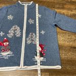 Designer Originals Studio Joy Christmas Holiday Snowman Sweater Women Large Wool Blue Photo 5