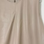 ZARA  Women’s Cream Faux Leather Dress Padded Shoulders Size S Photo 7